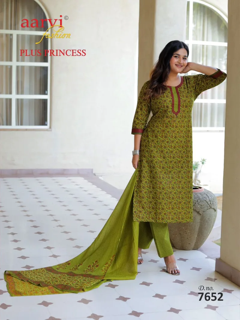 Plus Princess Vol 6 By Aarvi Printed Cotton Plus Size Readymade Dress 